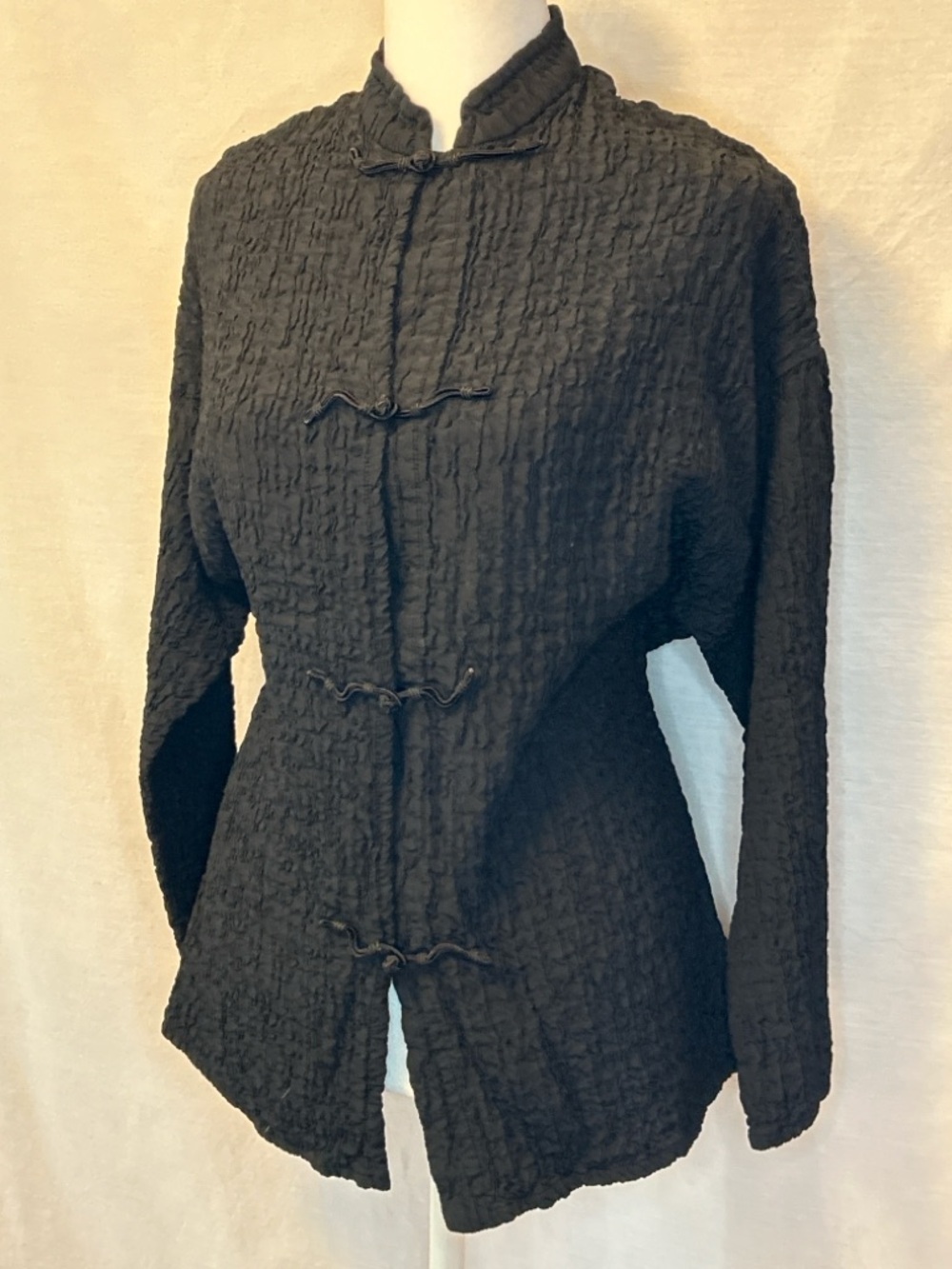 Eileen Fisher Textured Black Jacket Top – Italian Fabric | USA Made | Size Large - Picture 2 of 10